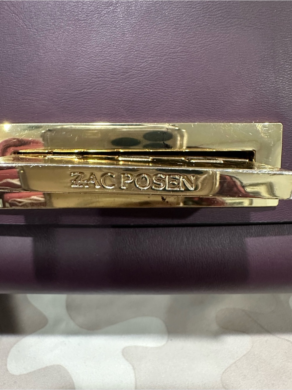 Zac Posen Plum Structured Top-Handle Satchel with Gold Hardware - Picture 8 of 12